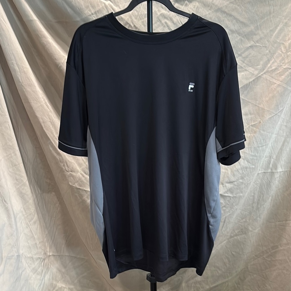 Fila Black and Gray Short Sleeve Tee with Embroidered Logo